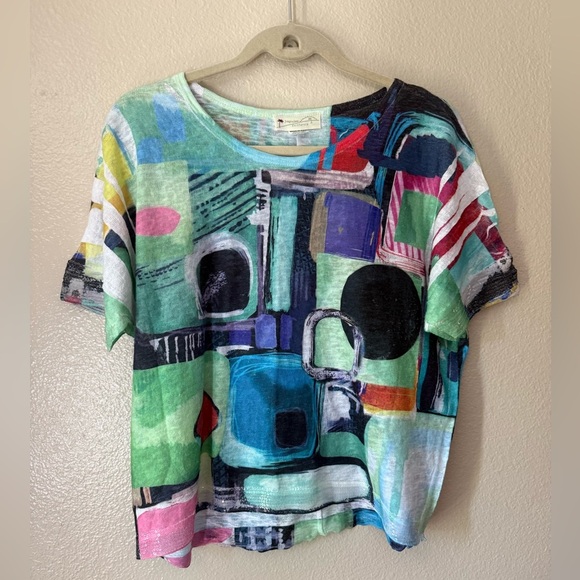 IMPULSE CALIFORNIA Colorful Abstract Print T-Shirt - Picture 1 of 3